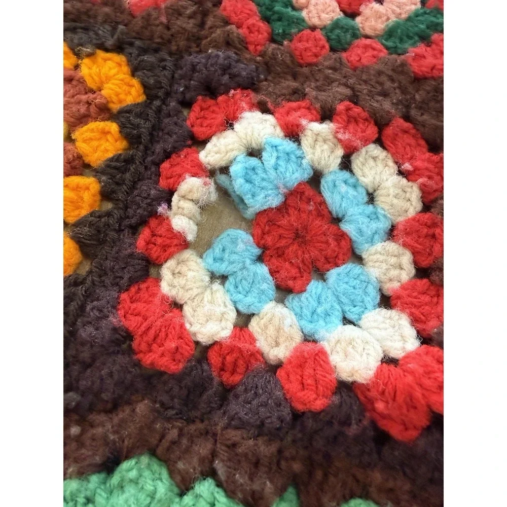 Granny Square Afghan Crochet Handmade Blanket  Approx 50x59